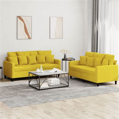 Non Communiqué Jaune Vidaxl Ensemble De Canapés 2 Pcs Avec Coussins Velours