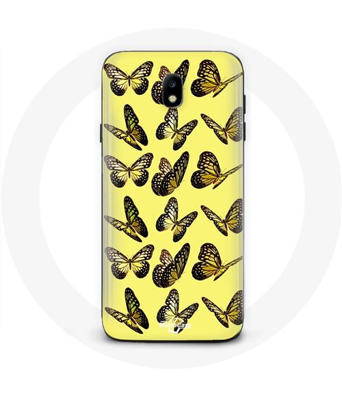 Coque Samsung Galaxy J3 2017 Papillons Fond Jaune Maniacase