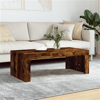 Table basse chêne fumé 102x50x36 cm bois d ingénierie - 1