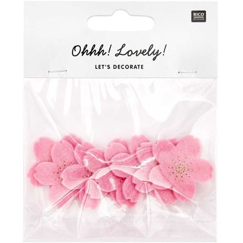 Confettis fleur de cerisier, feutrine rose et or - Rico Design