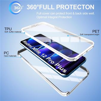 Coque Intégrale Redmi Note 12 Pro+ 5G Avec Cordon & Protection Écran – Antichoc 360°, Transparent Violet, Bandoulière Réglable