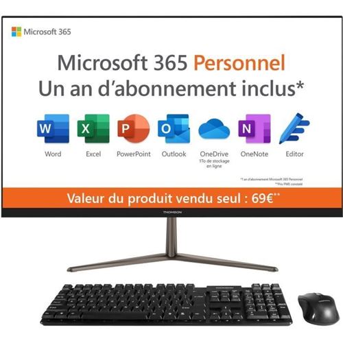 Ordinateur Tout-en-un - THOMSON - 21,6 - Intel Celeron™ N4020 - 4 GB DDR4 - 128 GB SSD - 1920*1080 FHD - Wifi AC & BT4.0