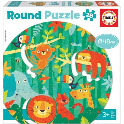 Non Communiqué Neutre Educa - Puzzle - Puzzle Rond La Jungle 28 Pcs