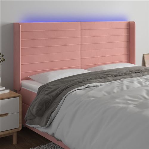 vidaXL Tête de lit à LED Rose 203x16x118/128 cm Velours3124259