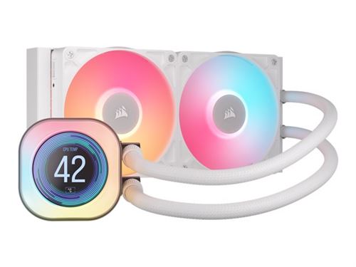 Corsair Icue Link Titan 240 Rx LCD - Système De Refroidissement Liquide De Processeur - Taille De Radiateur : 240 Mm - (pour : Lga1851, Lga1700, Am5, Am4) - Cuivre - 120 Mm - Blanc