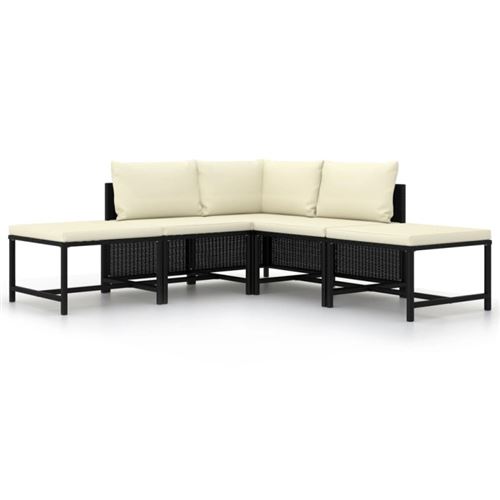 Non Communiqué Noir Salon De Jardin Modulable Vidaxl 5 Personnes Resine Tressee 5 Pieces 60 X 60 X 60 Cm
