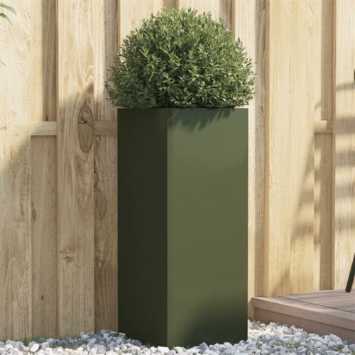 Vidaxl Vert Jardinière 32X29x75 Cm - Acier Olive - Image 3