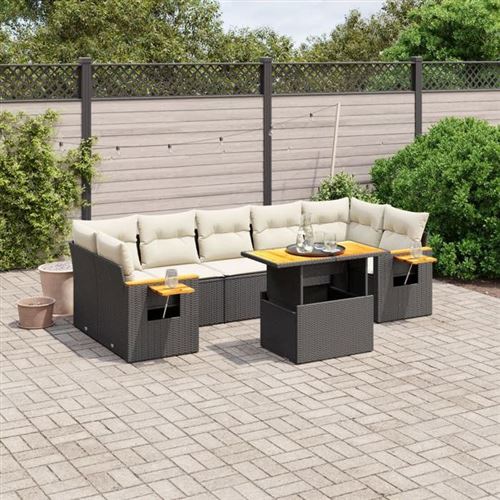 Non Communiqué Noir Vidaxl Salon De Jardin Avec Coussins 8 Pcs, Canapés De Terrasse, Ensemble De Meubles De Patio, Mobilier D'extérieur, 3273429