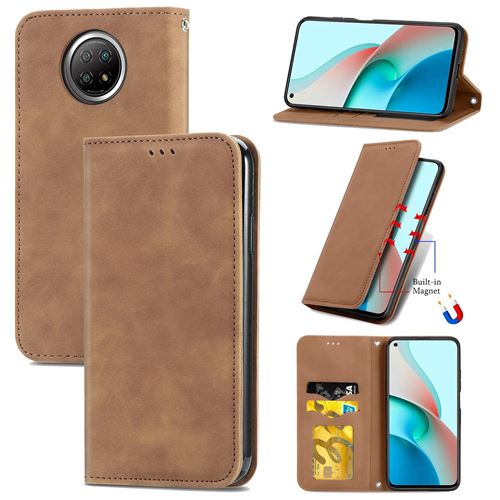 MPFRANCE Housse pour Xiaomi Redmi Note 9 5G Marron [Velours]