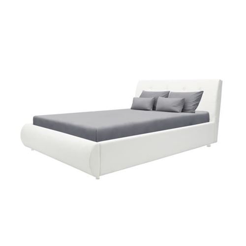 MILANO Lit adulte 140 x 190 cm - Simili blanc - Sommier inclus