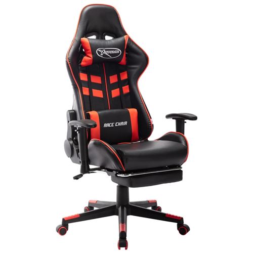 Vidaxl chaise de jeu avec repose-pied noir et rouge cuir artificiel