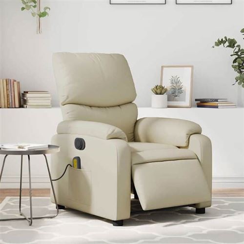 Vidaxl Fauteuil De Massage Crème Similicuir - Image 3