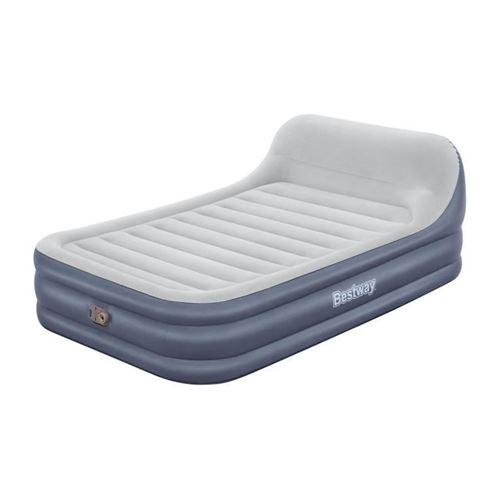 Bestway Lit gonflable matelas 2 places Tritech SleekFlow avec tête de lit et pompe électrique intégrée et revêtement antimicrobien 2,26 m x 1,52 m x 84 cm