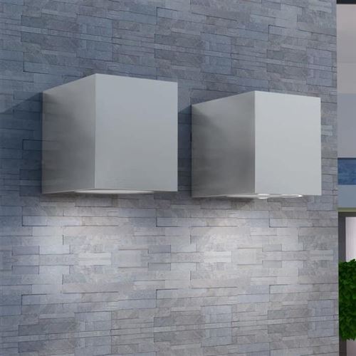 vidaXL Applique murale d'extérieur forme de cube 2 pcs Lampe éclairage de jardin 42224