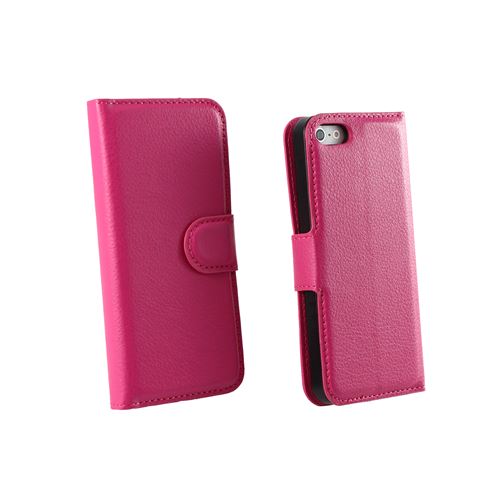 Coque pour iPhone 5 / 5S / SE – Etui Portefeuille Rose Protection Rabat Clapet Aimanté Rangement Cartes [Phonillico®]