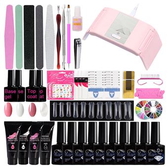 Lampe UV portable pratique Kit d'ongles secs LED Ensemble d'outils de manucure pour ongles - Rose - 1
