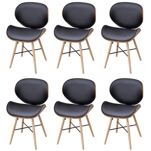 6 chaises sans accoudoirs avec cadre en bois cintré