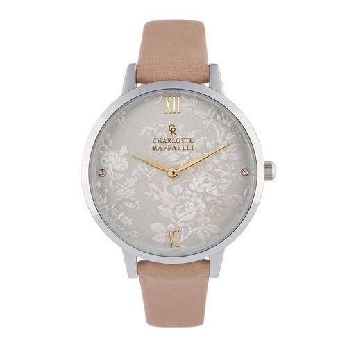 Montre Femme Charlotte Raffaelli à Quartz Cadran Blanc 36mm Et Bracelet Argenté En PU CRS18036