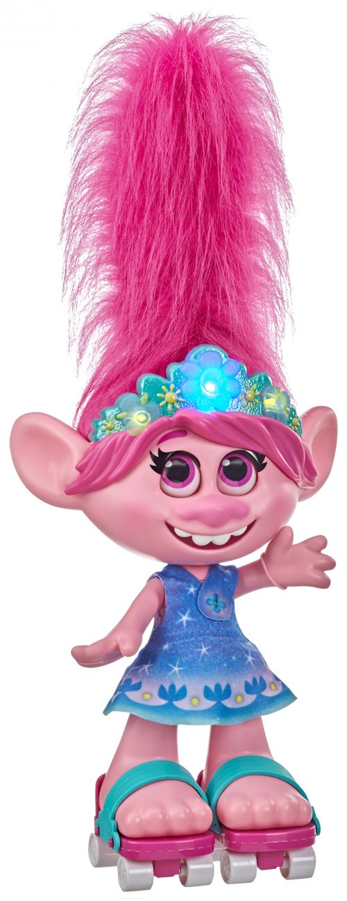 Trolls Coquelicot avec cheveux dansants 38 x 30,5 cm violet/rose