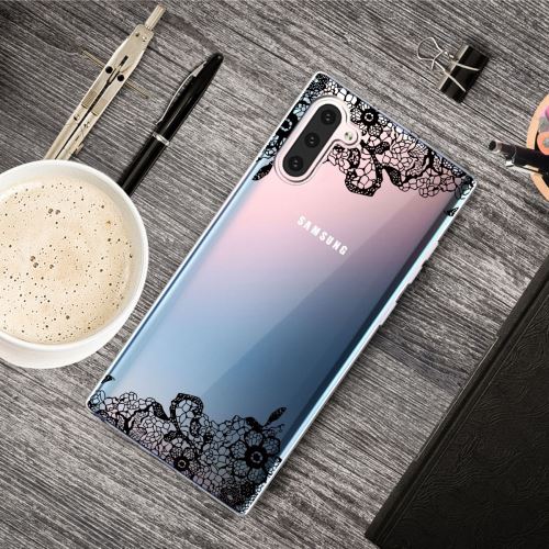 Coque en TPU impression de motifs clair fleur noir pour votre Samsung Galaxy Note 10