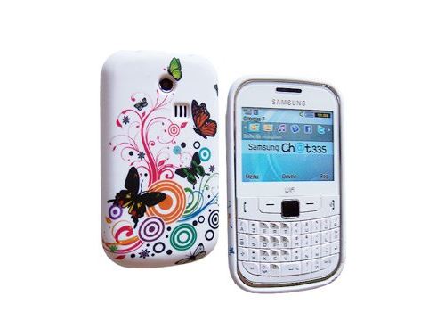 Etui housse coque pour Blackberry 8520 / 9300 blanc papillon