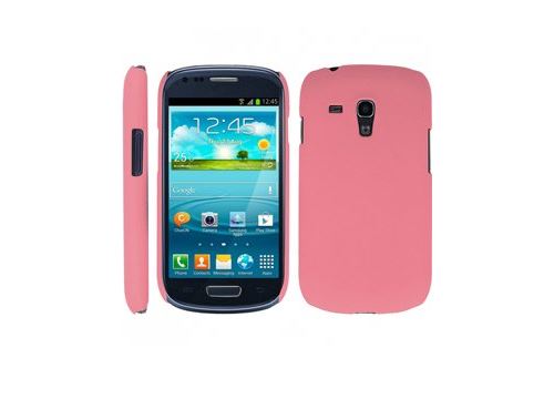Coque rigide rose pour Samsung Galaxy S3 Mini i8190 aspect mat toucher rubber gomme