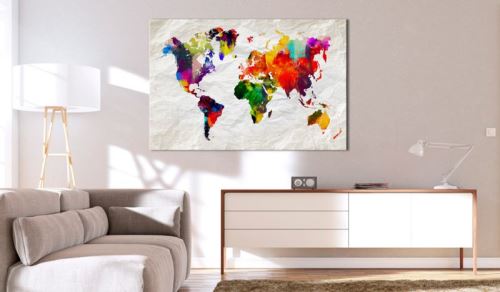 Tableau - World Map: Rainbow Madness .Taille : 90x60