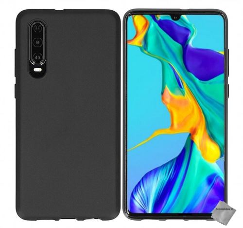 Housse etui coque pochette silicone gel fine pour Huawei P30 avec film ecran - NOIR