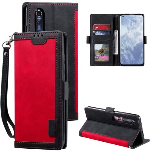 Etui en PU style d'épissage vintage unique avec support rouge pour votre Xiaomi Mi 10