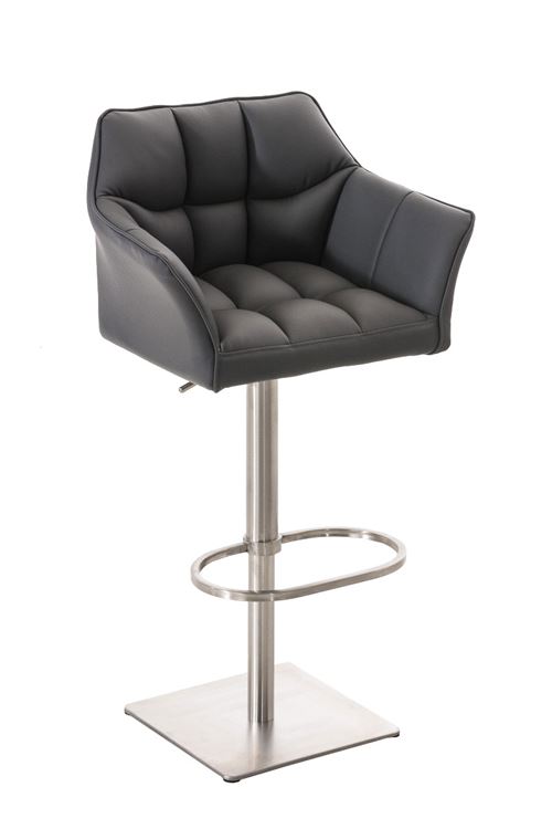 Tabouret de bar damaso en similicuir , gris/acier inoxydable