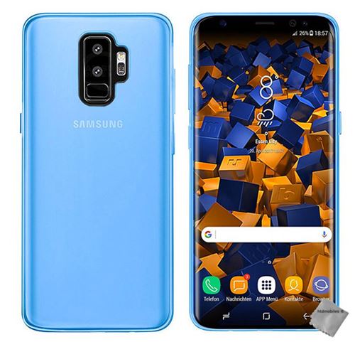 Housse etui coque pochette silicone gel fine pour Samsung Galaxy S9 Plus verre trempe BLEU htdmobiles Coque et etui telephone mobile a la Fnac