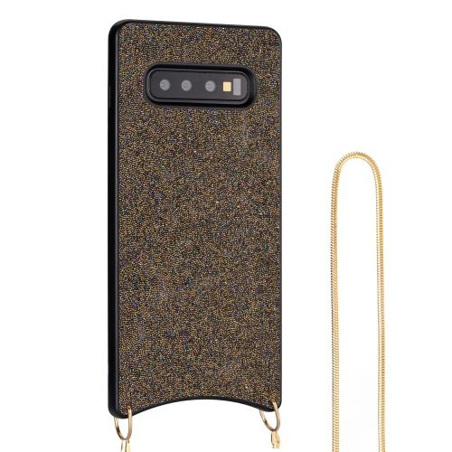 Coque en TPU scintillant avec sangle marron pour votre Samsung Galaxy S10 Plus