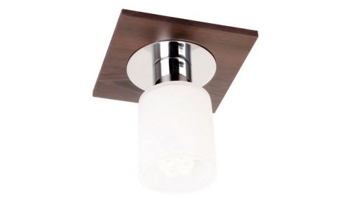 HOMEMANIA Lampe de Plafond Atlas Plafonnier - Carrée - Murale - Wengé en Bois, Verre, 15 x 15 x 17 cm, 1 x E14, Max 40W