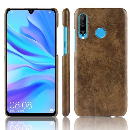 Etui en PU litchi marron pour votre Samsung Galaxy M30