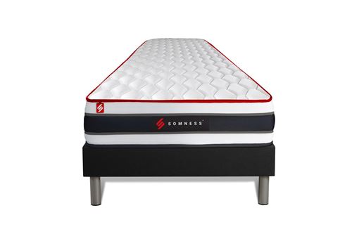 Somness Ensemble matelas et sommier Somness Ensemble matelas 90 x 200 cm energy - ressorts ensachs - ep. 22 cm - ferme - sommier noir