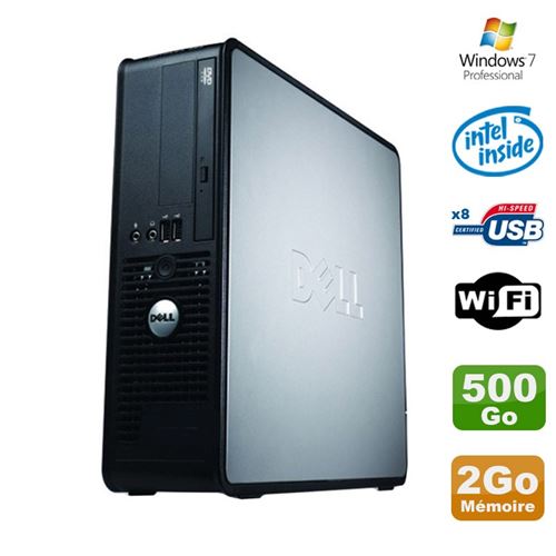 PC Dell Optiplex 380 Sff E5200 2.5Ghz 2Go Disque 500Go Dvd WiFi Win 7 Pro