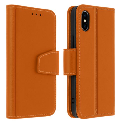 Avizar Housse Pour iPhone XS Max Cuir Porte-carte Fonction Support Premium Marron