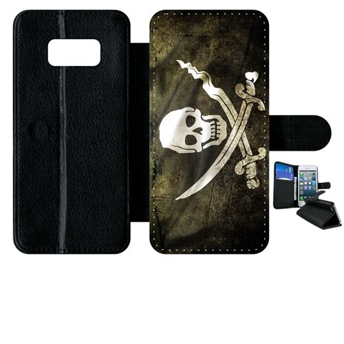 Etui à rabat samsung galaxy s8 drapeau de pirate