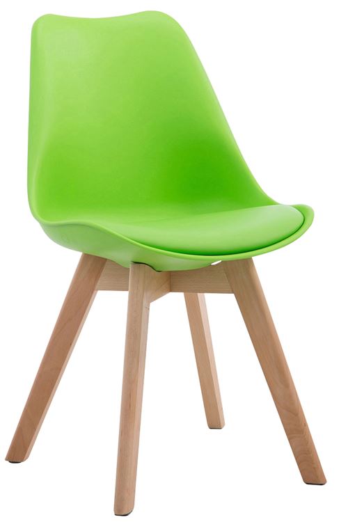 Chaise de visiteur Borneo V2 similicuir , Vert/Bois de chêne Nature