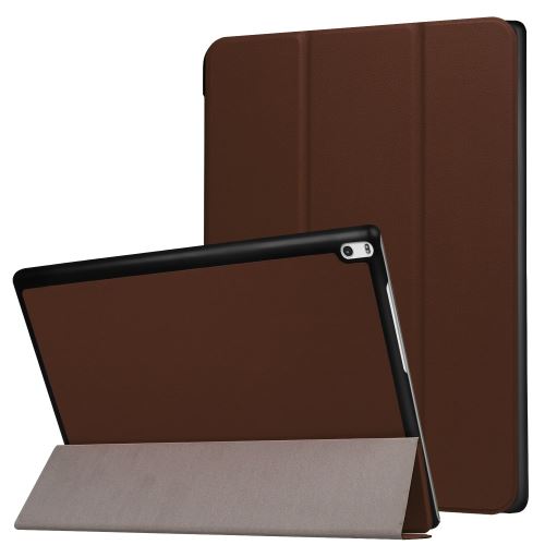 Etui en PU stand en trois volets marron pour votre Lenovo Tab 4 10 Plus