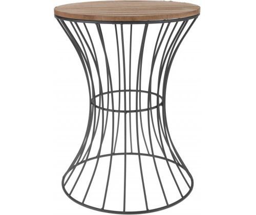 Table d'Appoint Bout de Canapé en Bois et Métal Noir