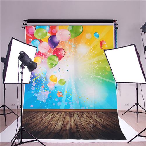 1.5x2.1M / 5X7FT Ballon multicolore Photographie festive de vinyle d'atmosphère
