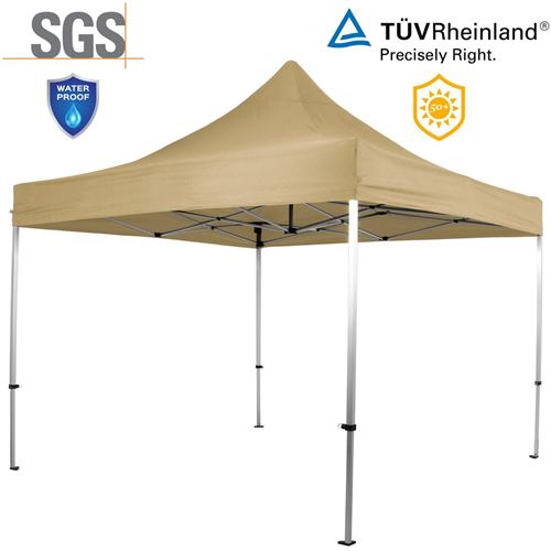 Tonnelle pliable 3x3m en aluminium, sans panneaux latéraux, coloris au choix - INSTENT - Couleur : Beige - Taille : 3x3m
