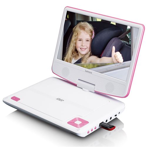Lenco DVP-910 Portable DVD player Convertible 9 Noir, Rose - Lecteurs DVD/Blu-Ray portables (22,9 cm (9), TFT, 22,5 cm, 16:9, 180°, MPEG1,MPEG2,MPEG4)