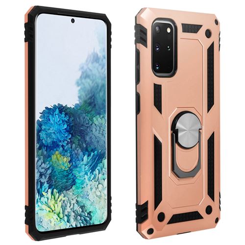 Coque pour Samsung Galaxy S20 Plus Antichoc bi-matières avec Bague Support Rose Gold