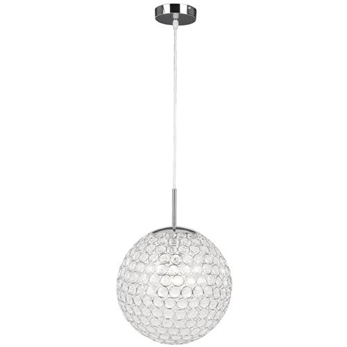 Suspension chrome, cristaux plastiques clairs, D:300, H:1550, excl. 1xE27 60W 230V, 0x 0W 0V