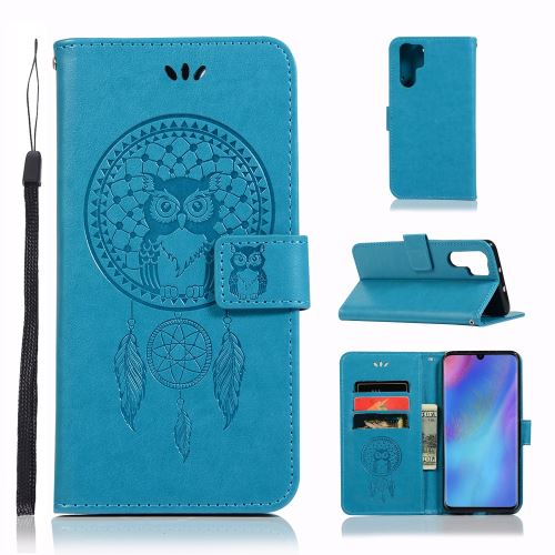 Etui en PU hibou capteur de rêves bleu pour votre Huawei P30 Pro