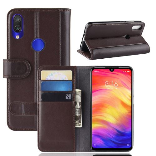 Etui en cuir véritable marron pour votre Xiaomi Redmi Note 7