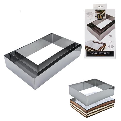 Cadre pâtissier rectangulaire - Lot de 3 - Inox
