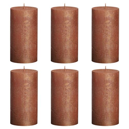 Bolsius Bougies pilier rustiques 6 pcs 130x68 mm Cuivre